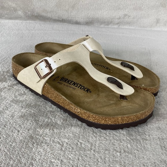 Birkenstock Shoes - Birkenstock Gizeh Sandals Womens US 6 EU 37 Pearl White Birko Regular Fit NEW